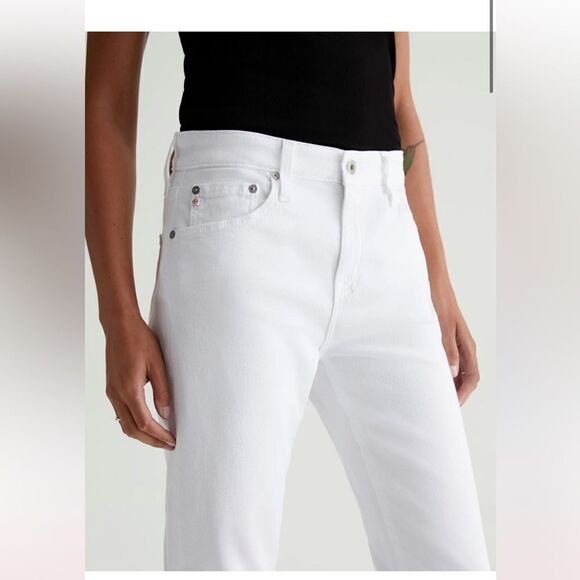 AG Ex-Boyfriend Slouchy Slim Straight Leg Jeans White Size 32 NWT - Picture 4 of 11